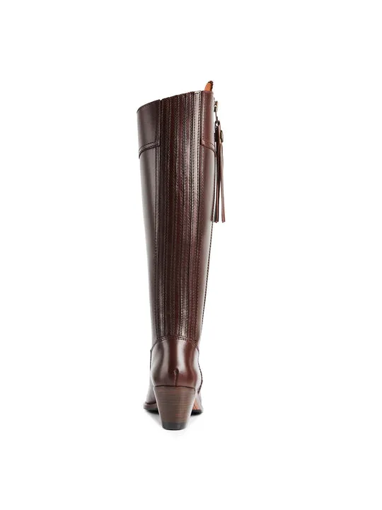 Regina mahogany leather Heeled Knee-high Boots        - Sporting Fit