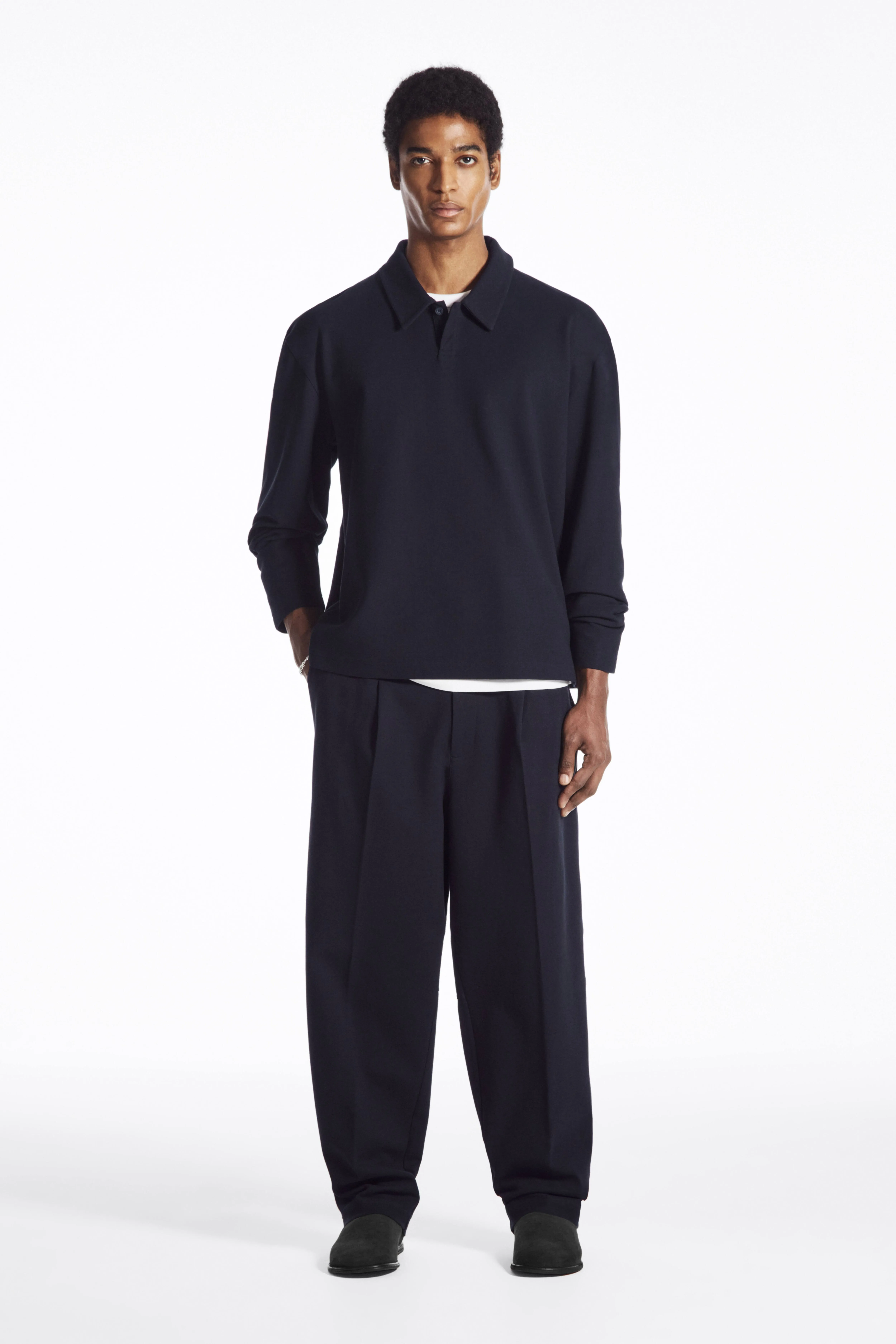 RELAXED JERSEY JOGGERS - Regular waist - Long - DARK NAVY - Men | H&M GB