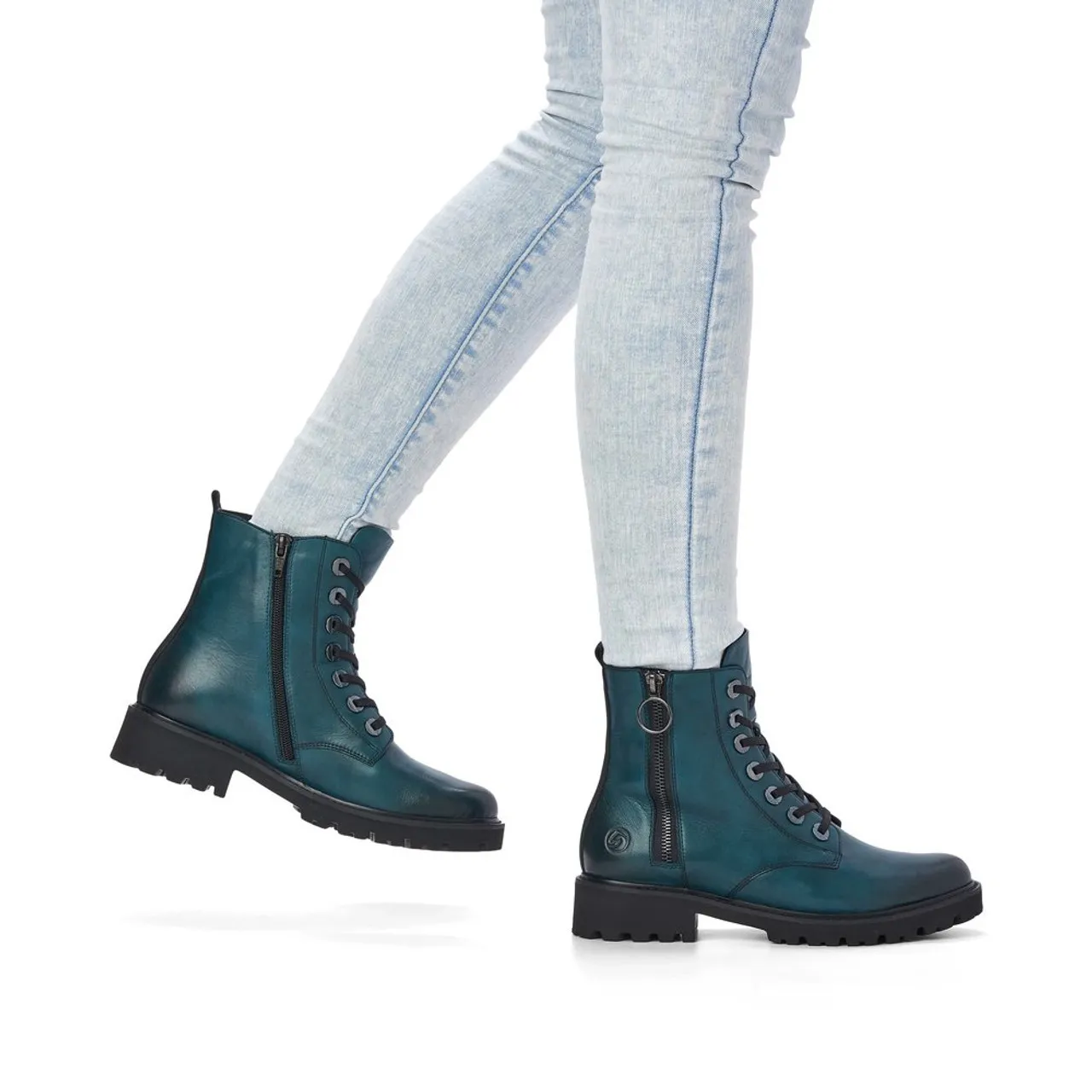 Remonte D8671-12 Petrol Blue Leather Biker Boot