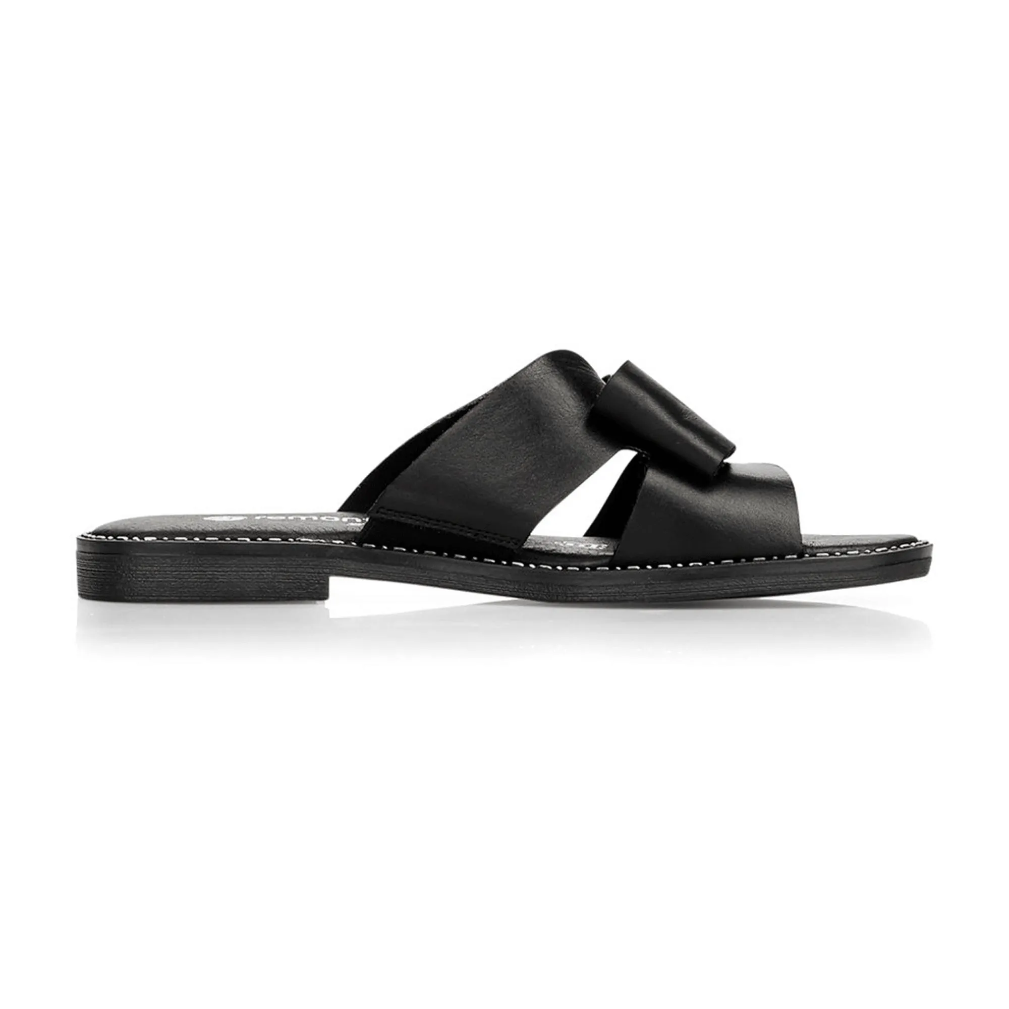 Remonte NV Women's Black Leather Sandals Spring Summer Flat Open Toe