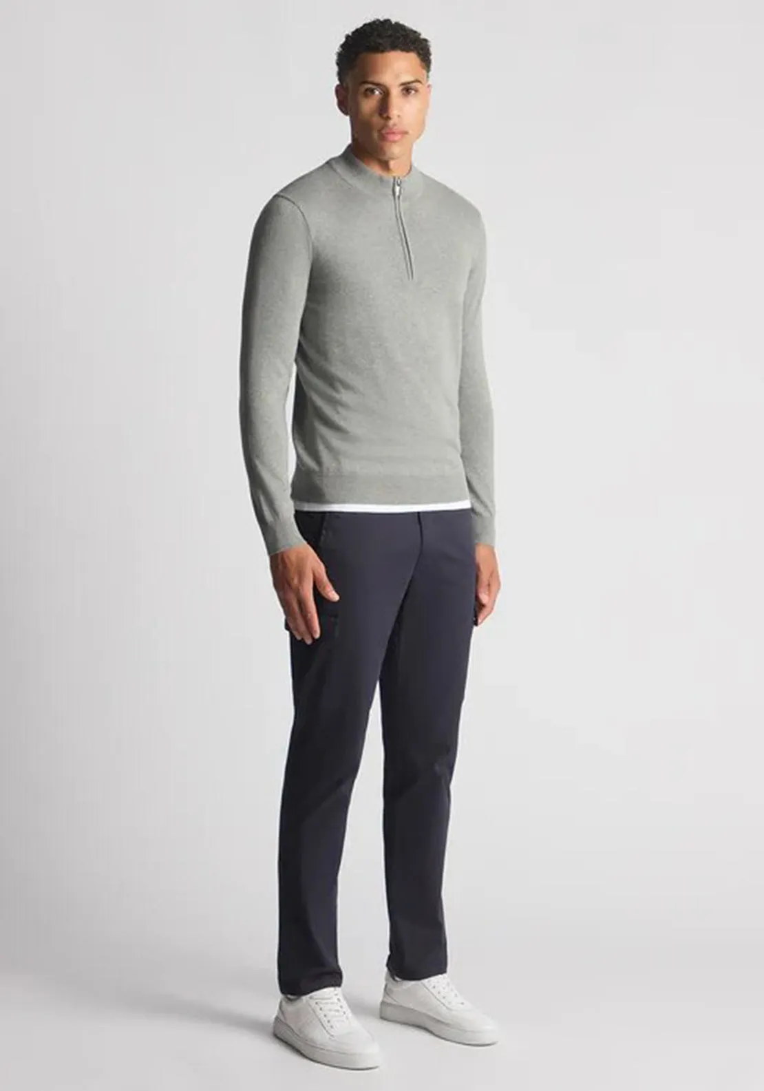 Remus Uomo Half Zip Sweater, Grey