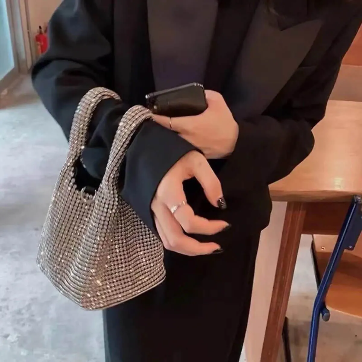 ----------Rhinestone Basket Bag---------