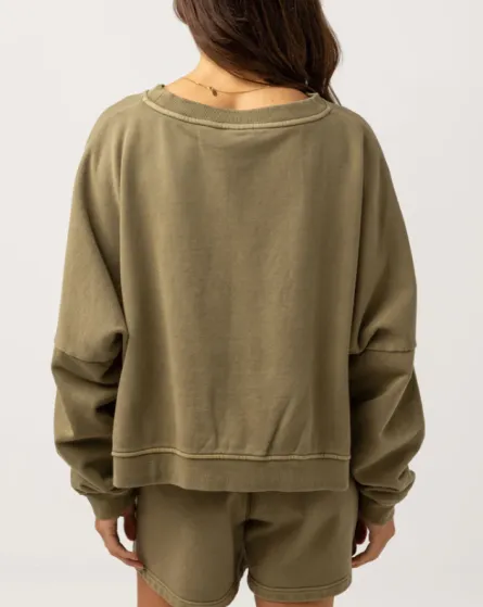 Rhythm Sunbather Slouch Womens Fleece - Olive