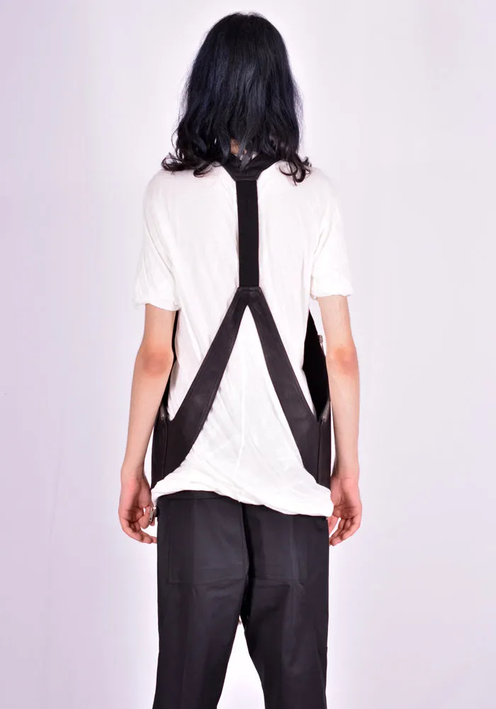 RICK OWENS RU02A5451 LCW 09 BAUHAUS LEATHER VEST BLACK