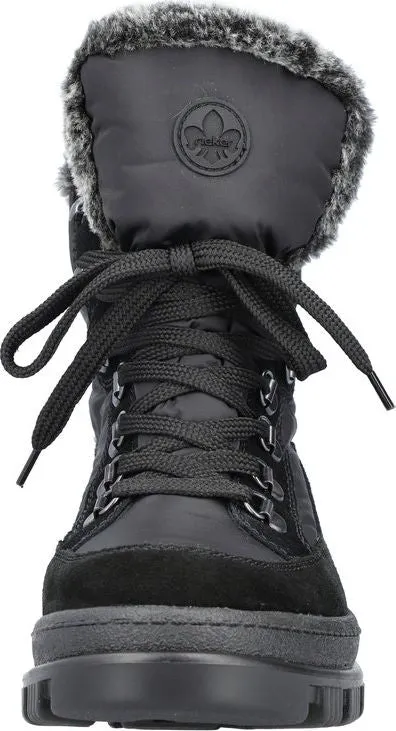 Rieker Black Flip Grip Lace Up Boot