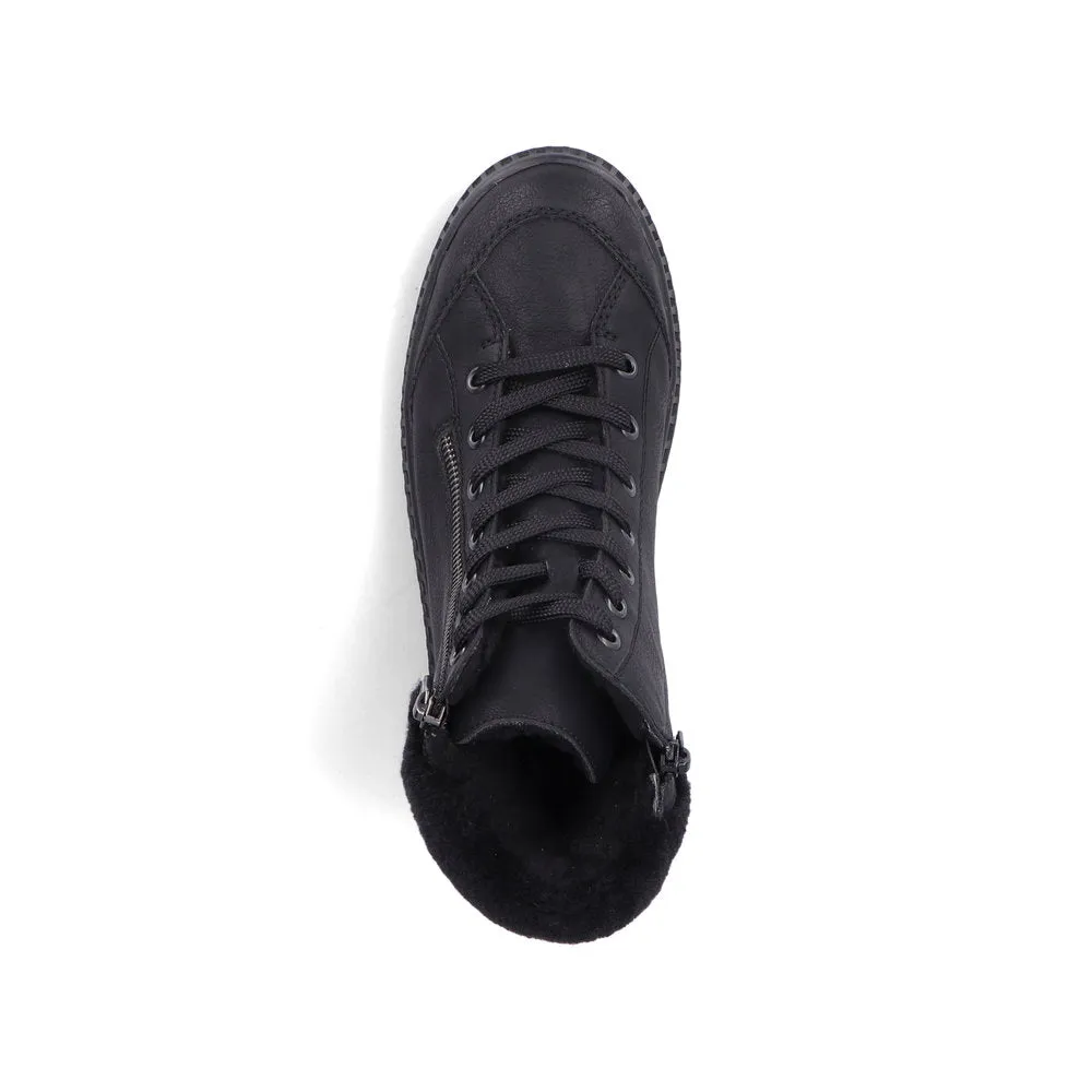 Rieker Black Warmlined Lace Up Boot