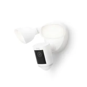Ring White Floodlight Cam Pro, Hardwired Outdoor Camera