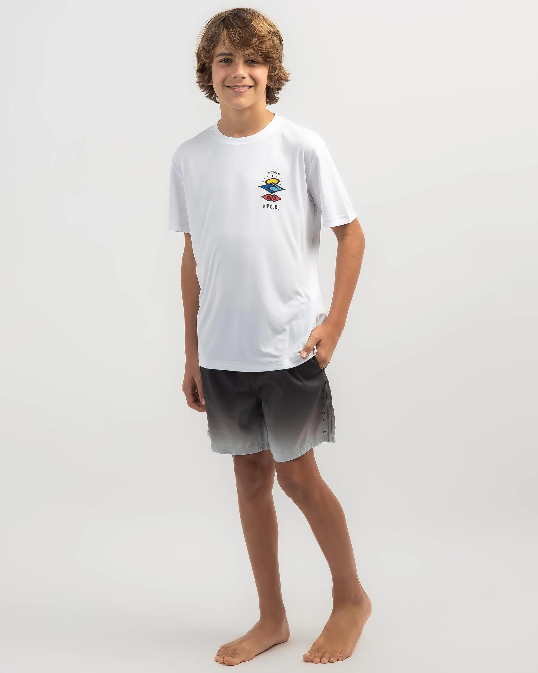 Rip Curl Boys' Icons Surflite Short Sleeve Rash Vest