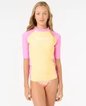 Rip Curl Classic Surf Girls Short Sleeve Rash Vest - Mango