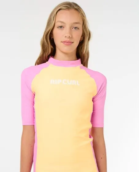 Rip Curl Classic Surf Girls Short Sleeve Rash Vest - Mango