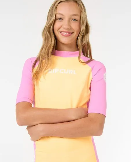 Rip Curl Classic Surf Girls Short Sleeve Rash Vest - Mango