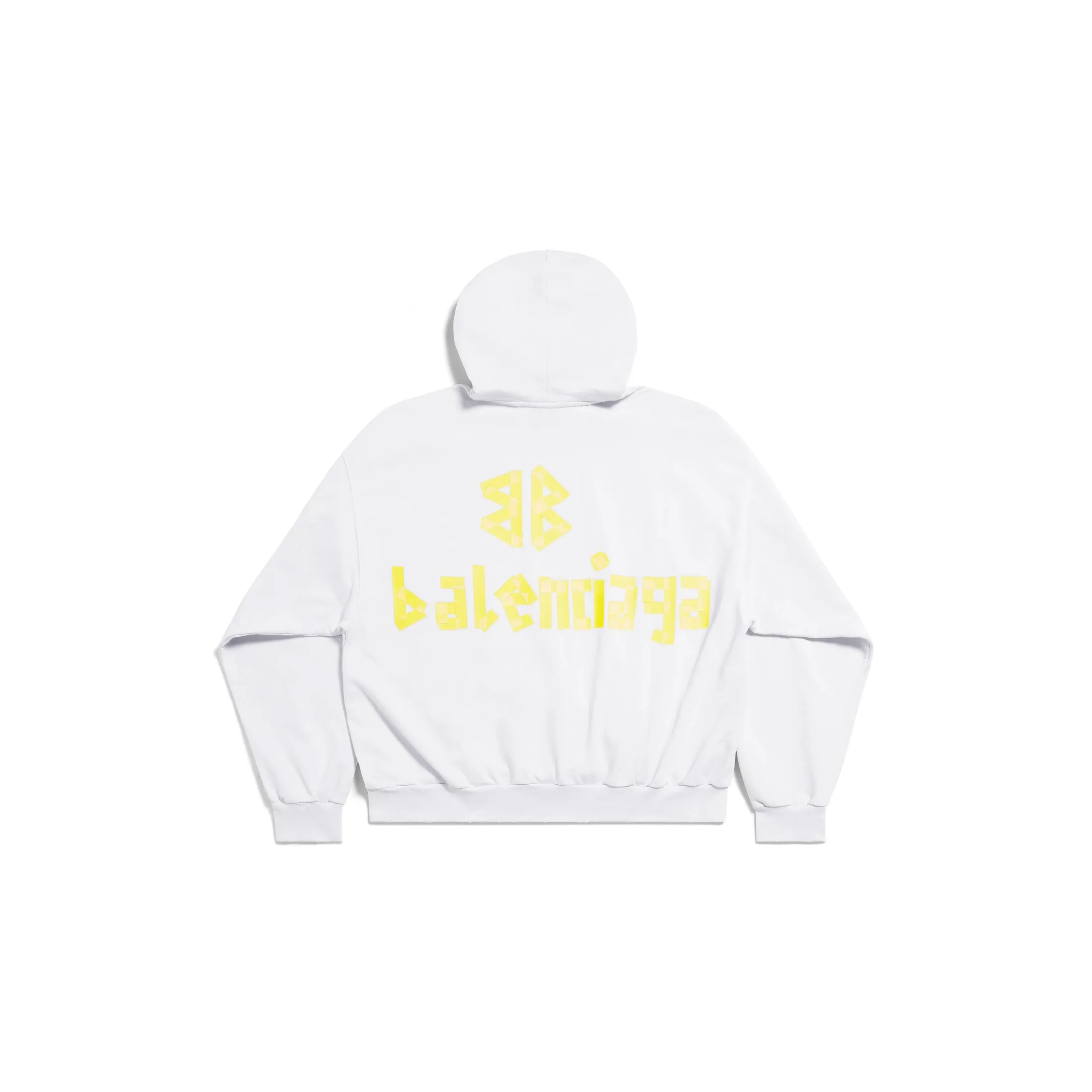RIPPED POCKET HOODIE LARGE FIT IN WHITE