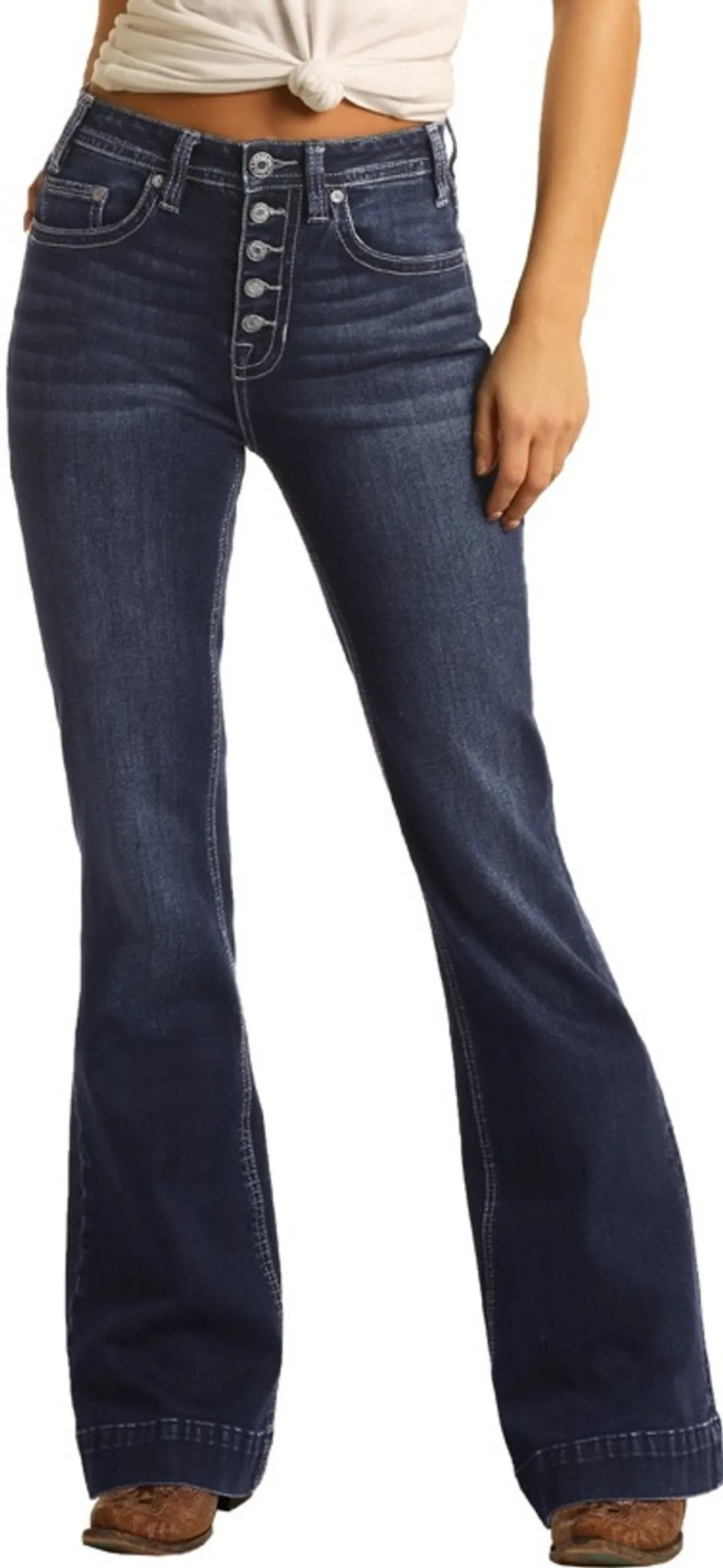 Rock and Roll Denim High Rise Extra Stretch Button Fly Trouser Jeans