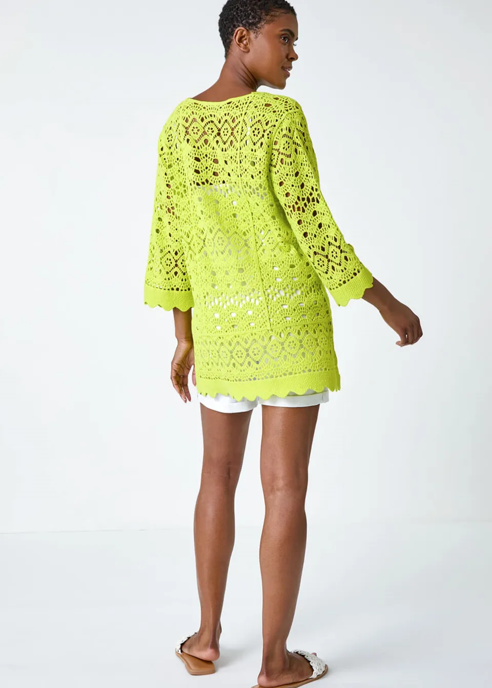 Roman Lime Cotton Crochet Tunic Top