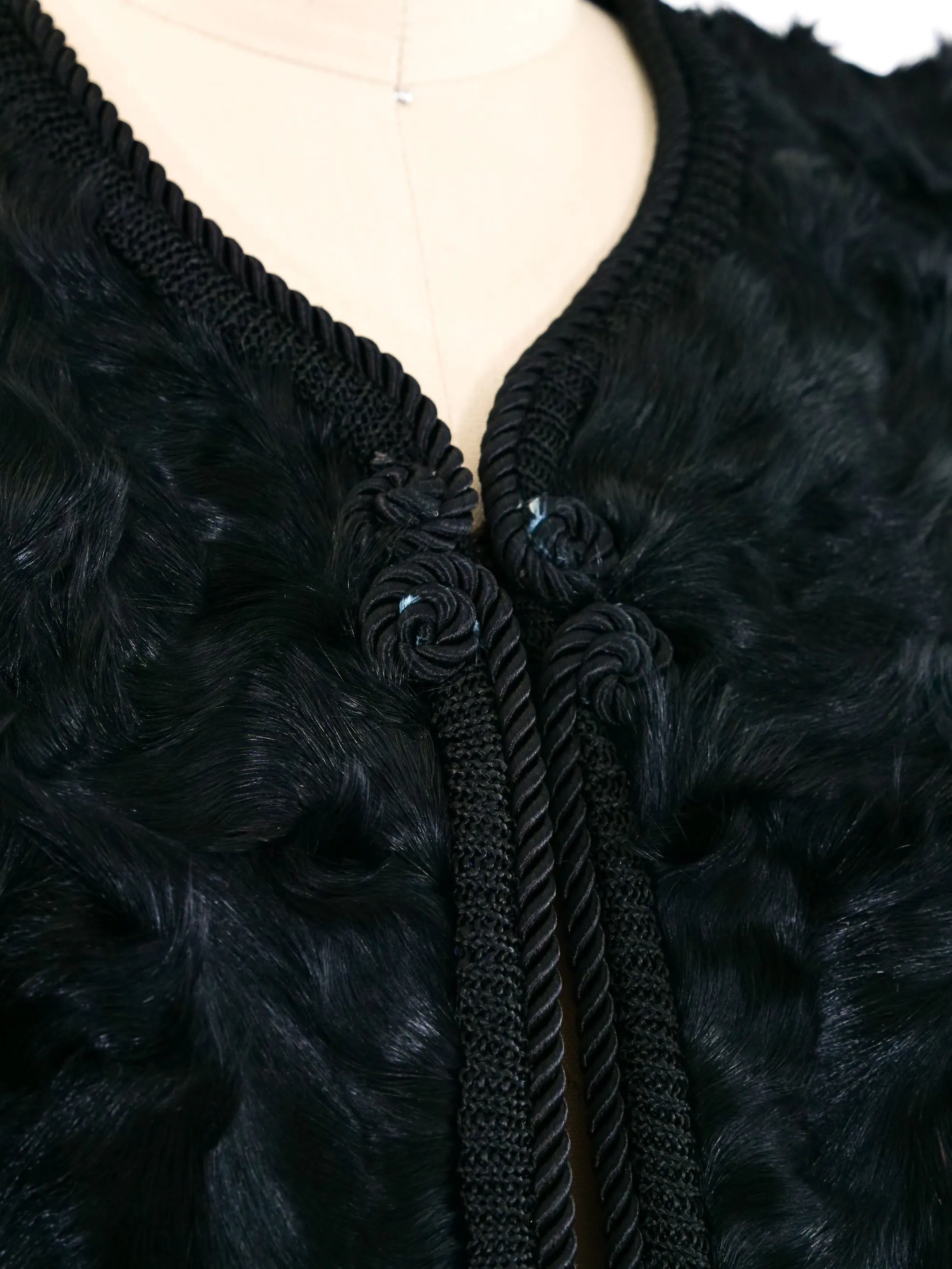 Rope Trimmed Fur Vest