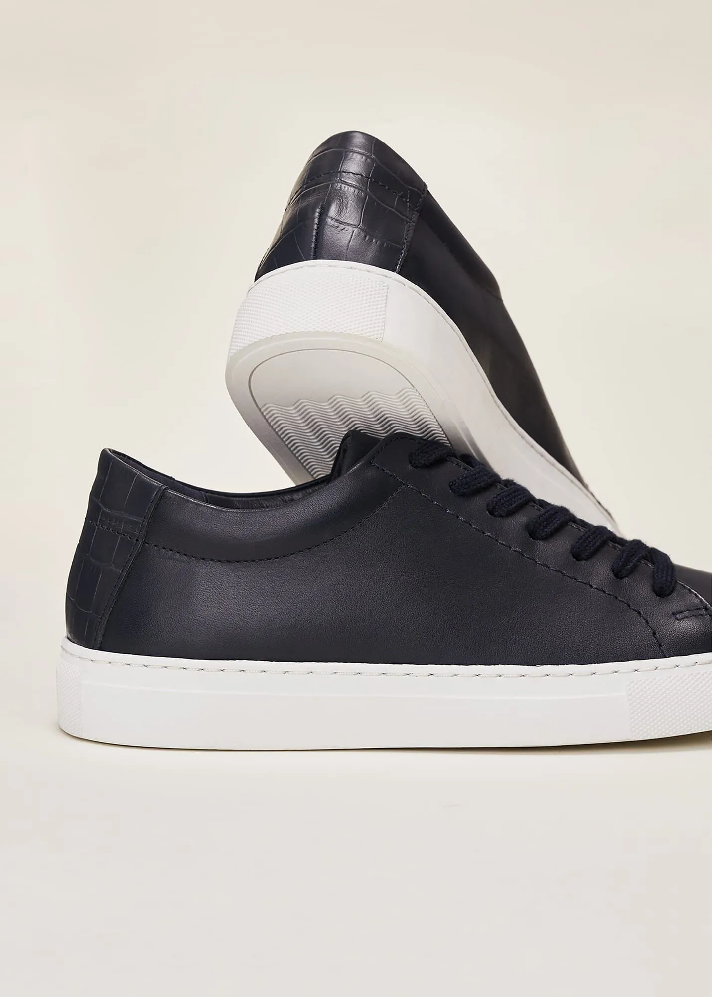 Rosanna Navy Leather Trainers