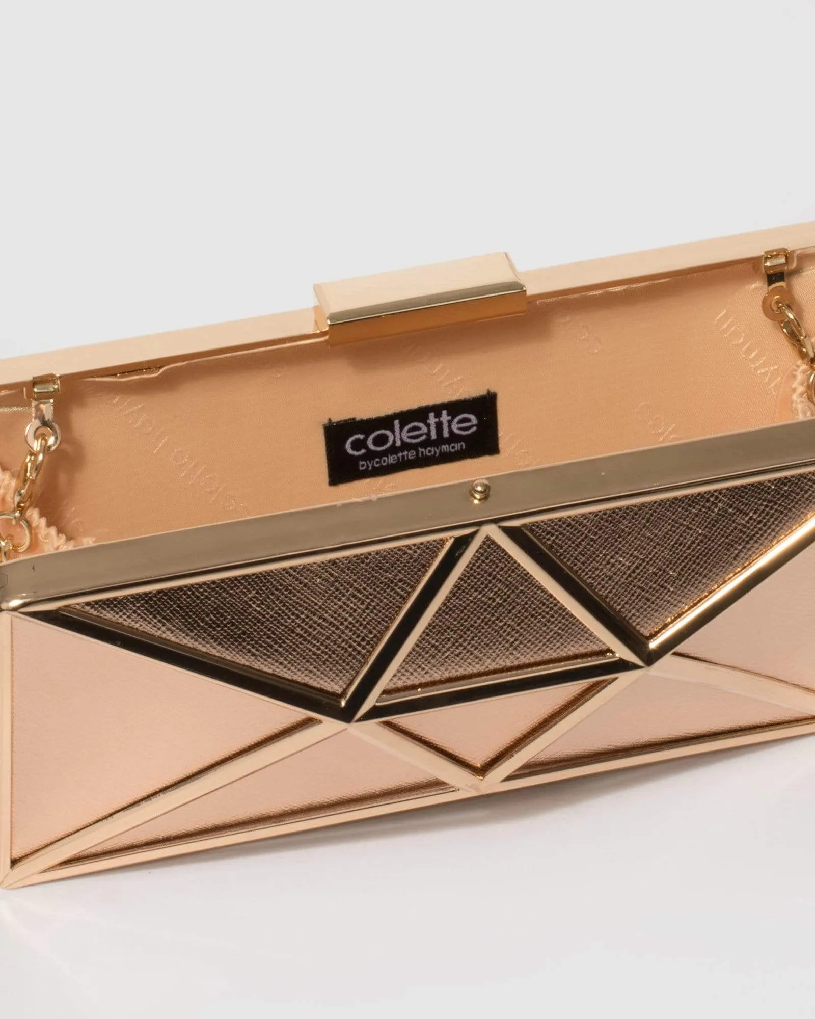 Rose Gold Geometric Large Clutch Bag