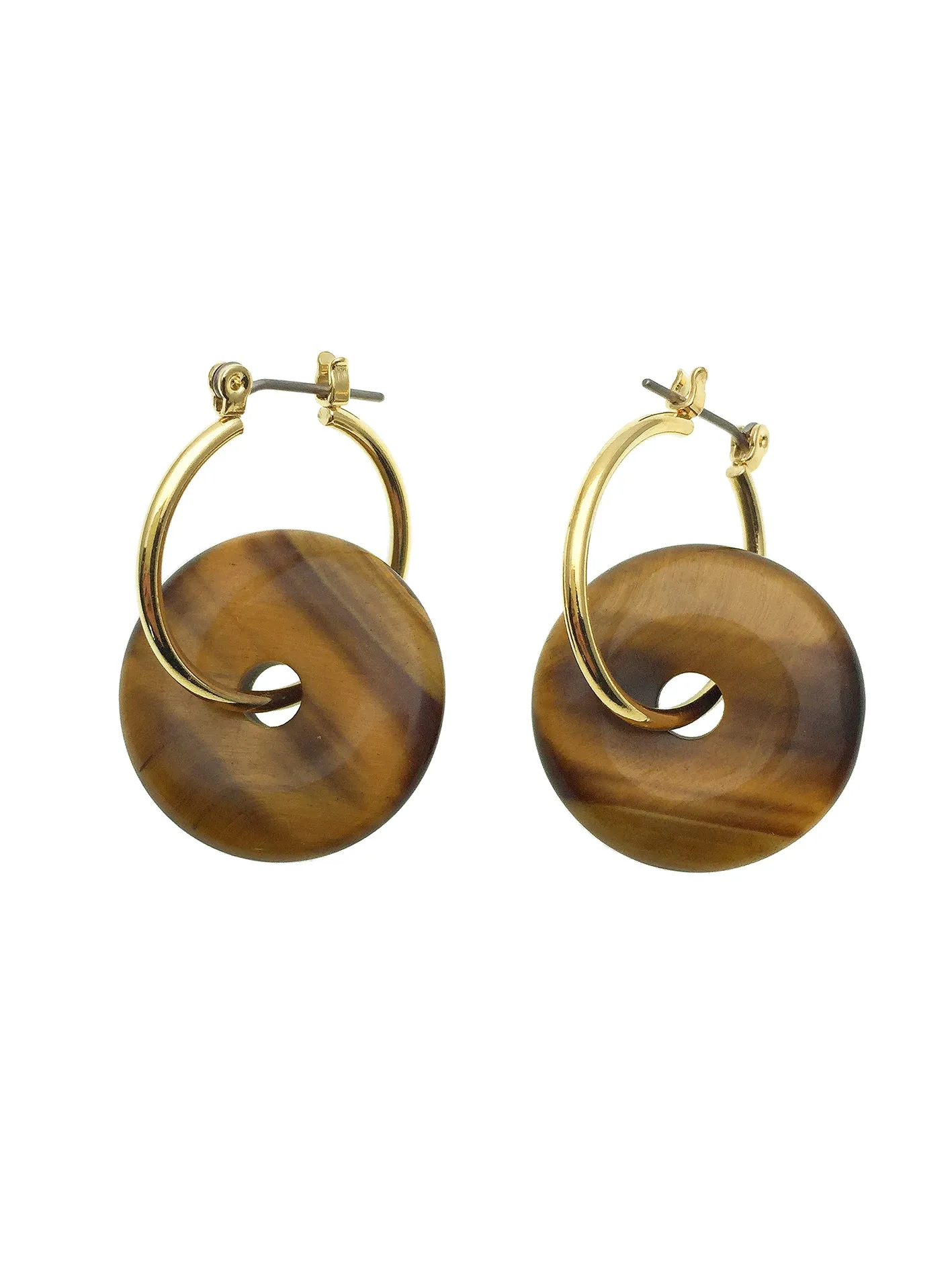 Round Tiger Eye Donut Earrings