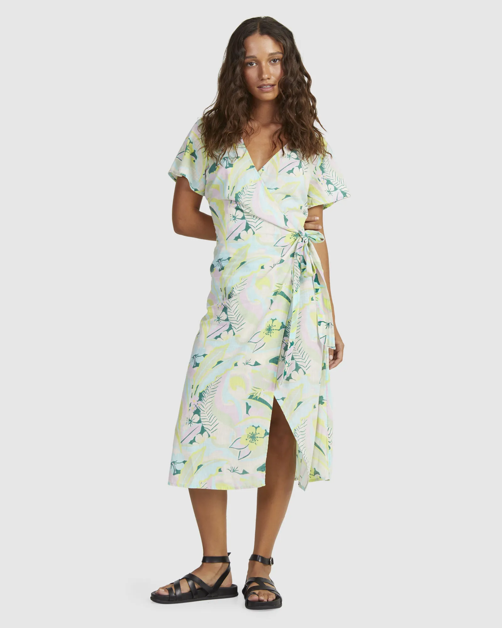 Roxy Womens Indigo Sand Wrap Midi Dress - Evening Primrose | SurfStitch