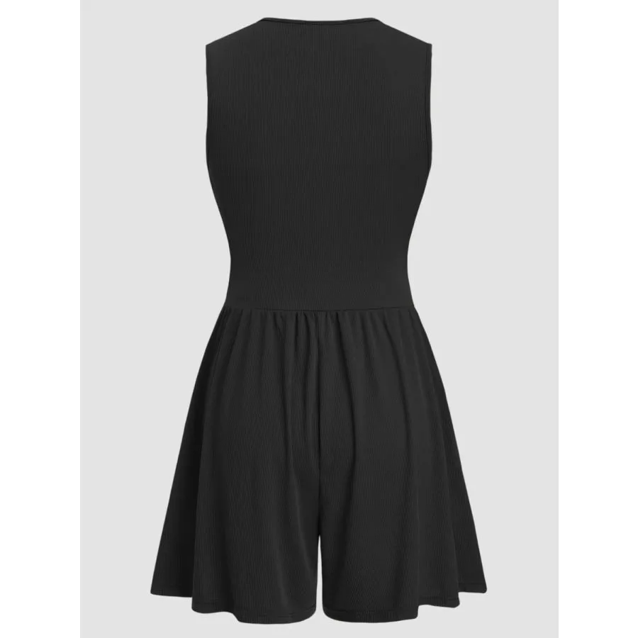 Ruched Plunge Sleeveless Romper