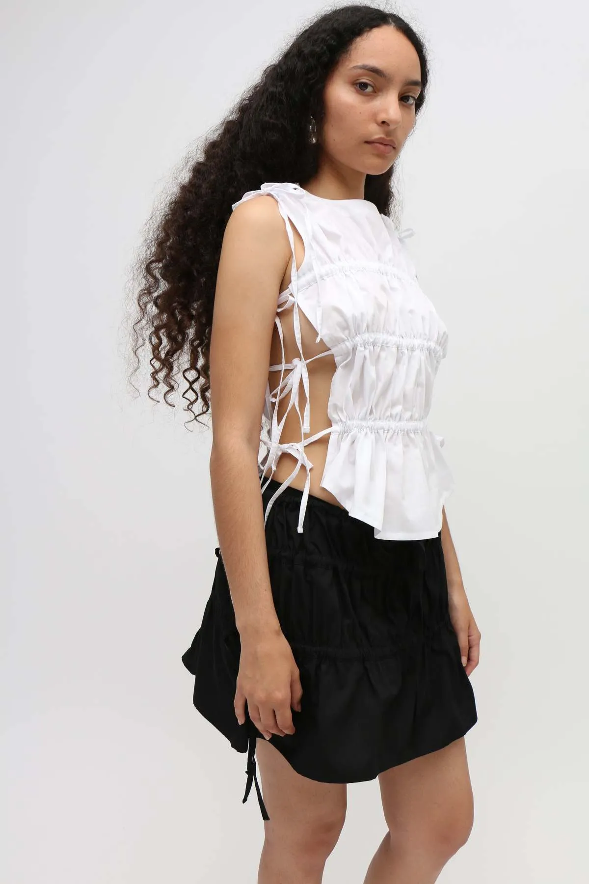 Ruched Vest - White