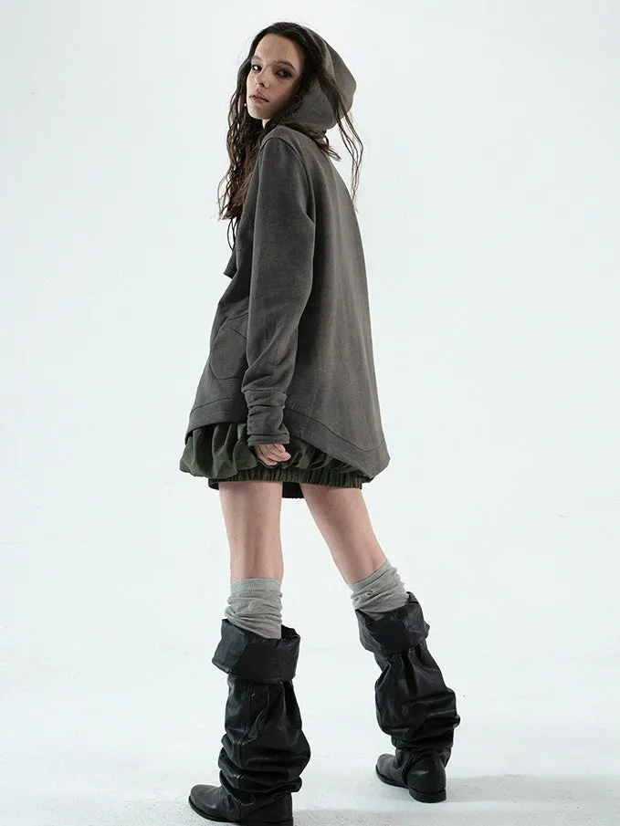 Ruffled Irregular Cut Sweat Jacket