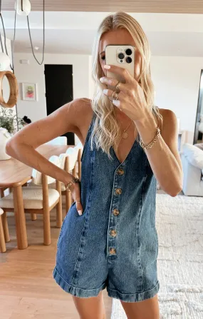 San Diego Romper ~ Overcast Blue