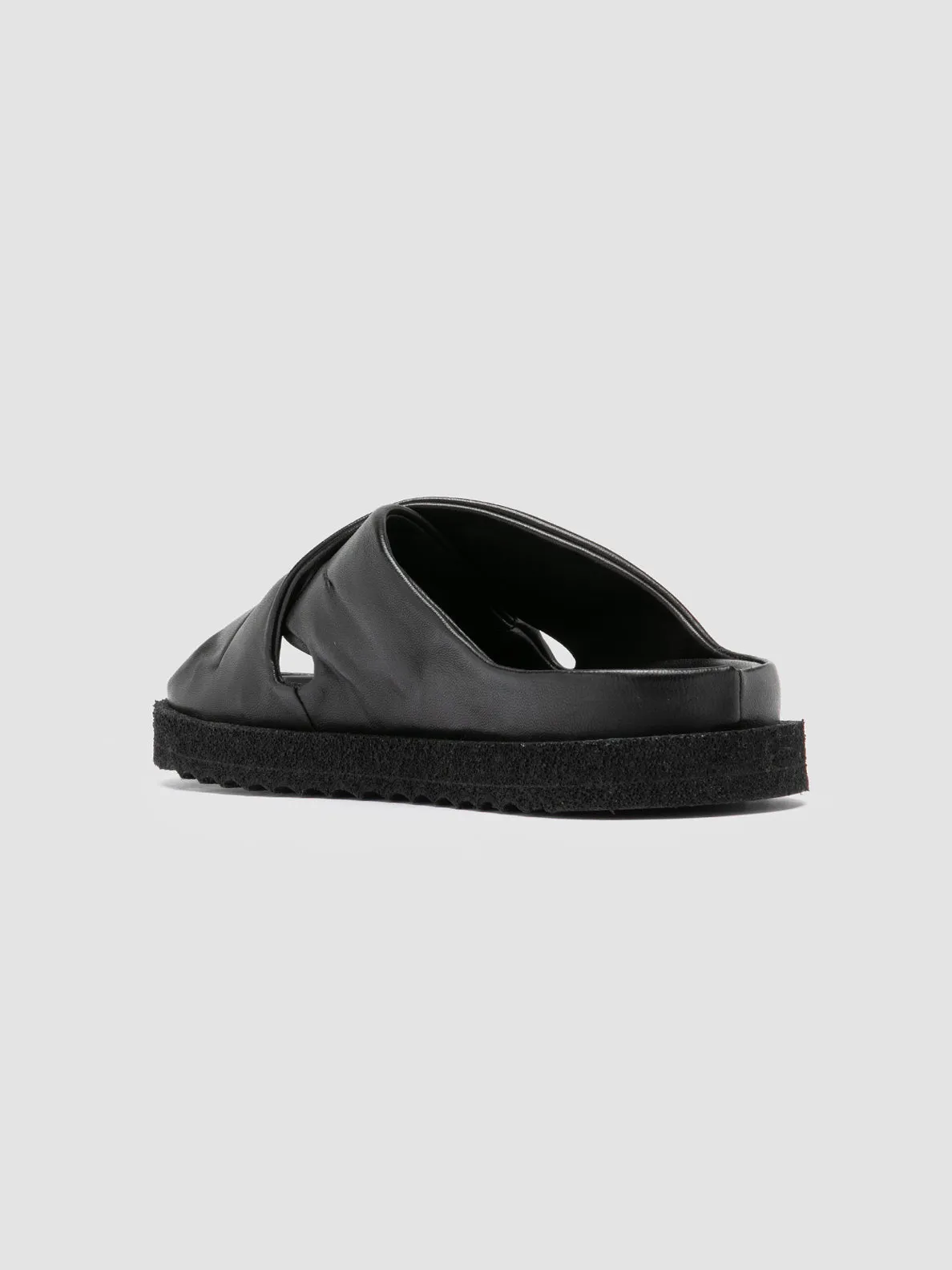 SANDS 103 - Black Leather Slide Sandals