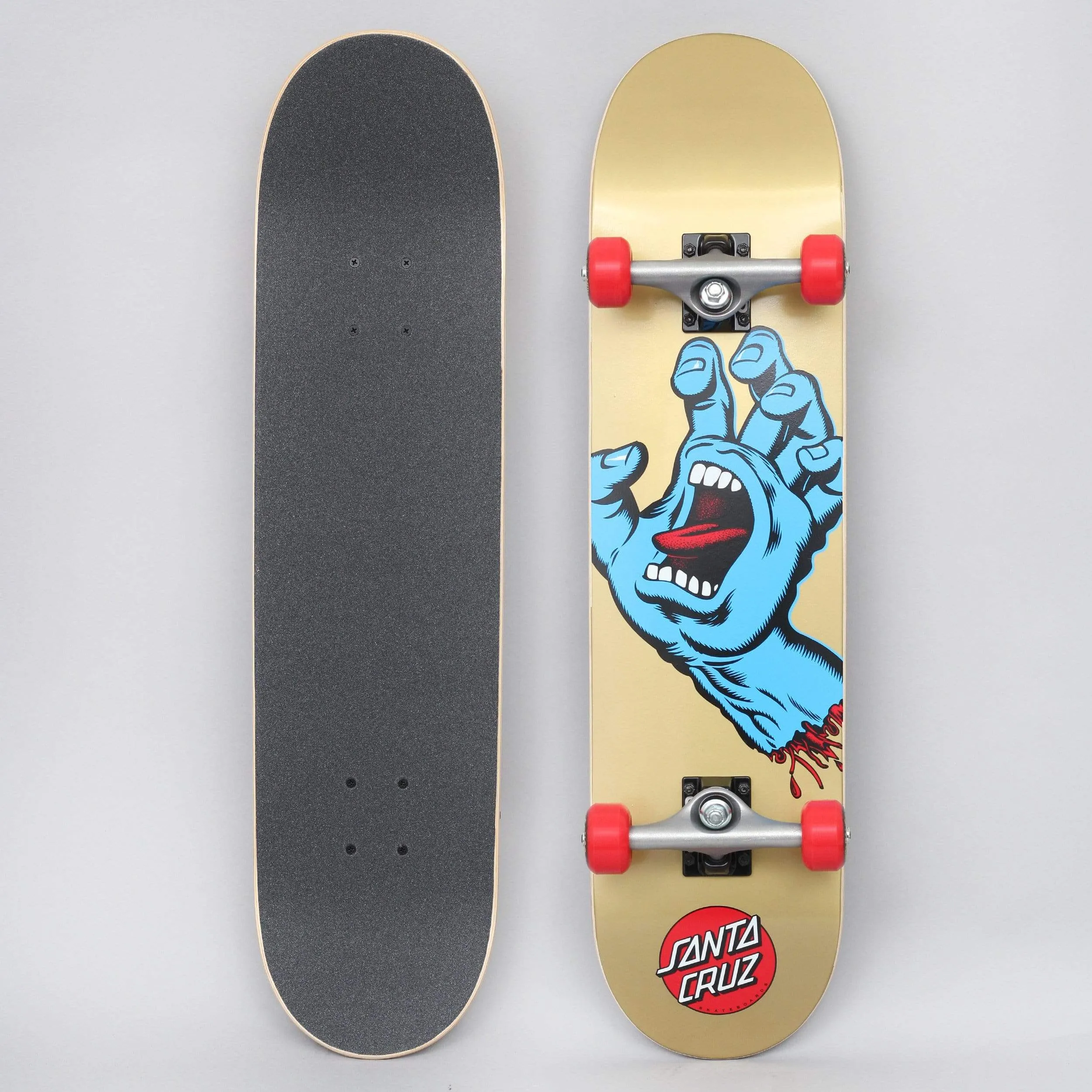 Santa Cruz 7.75 Screaming Hand Complete Skateboard Gold / Blue