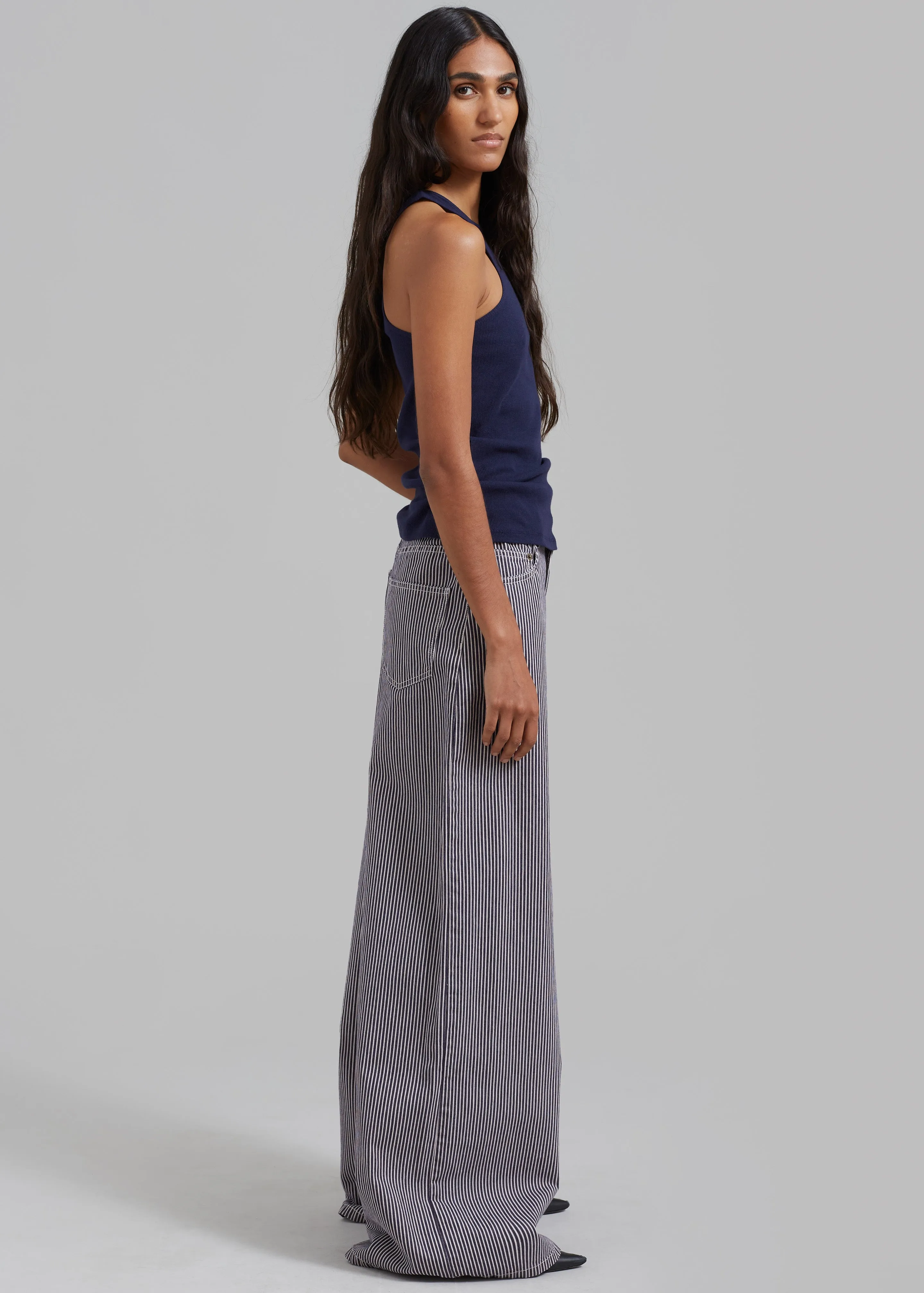 Sasha Wide Leg Jeans - Navy/White Stripe