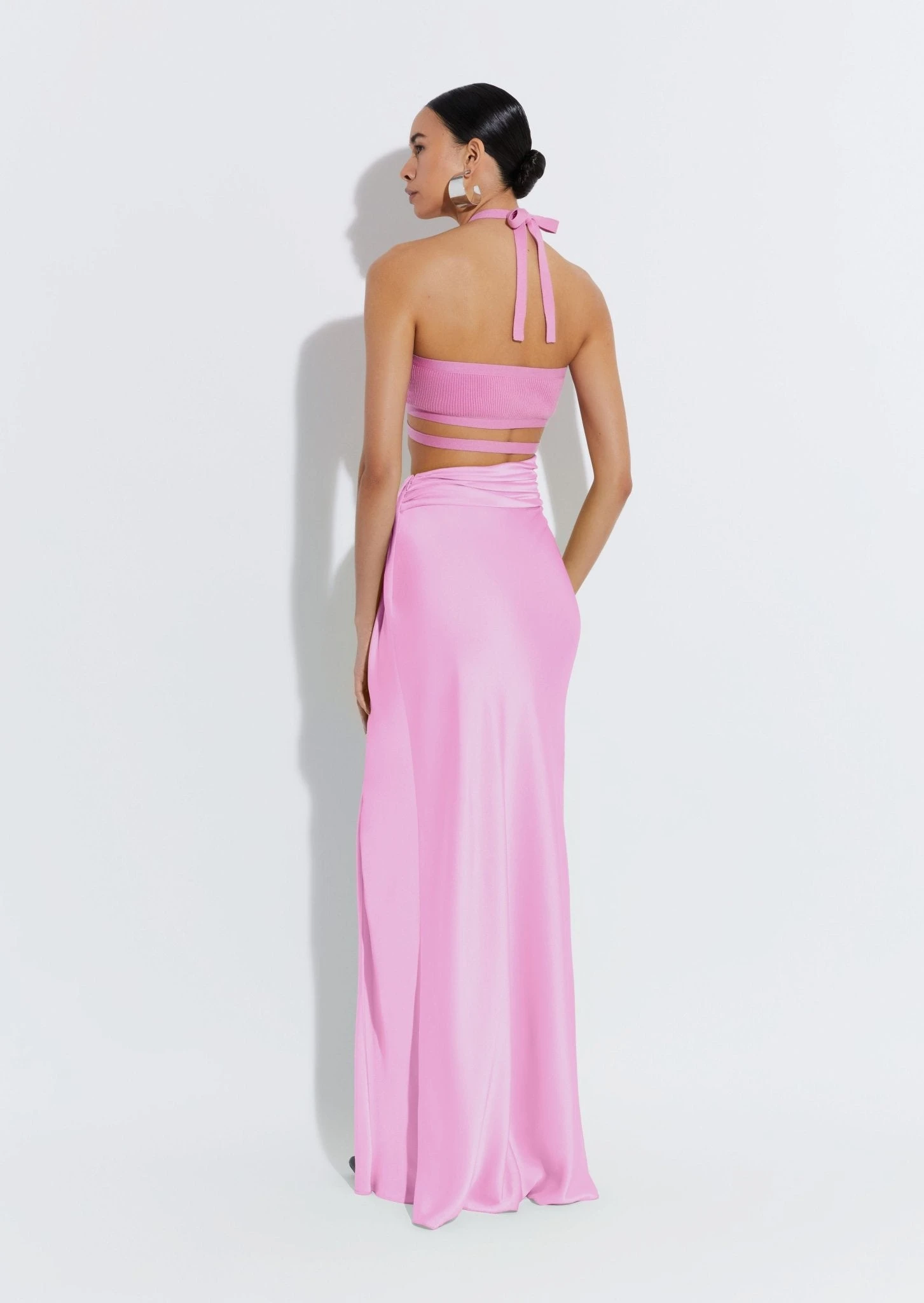 --Satin Asymmetric Maxi Skirt-