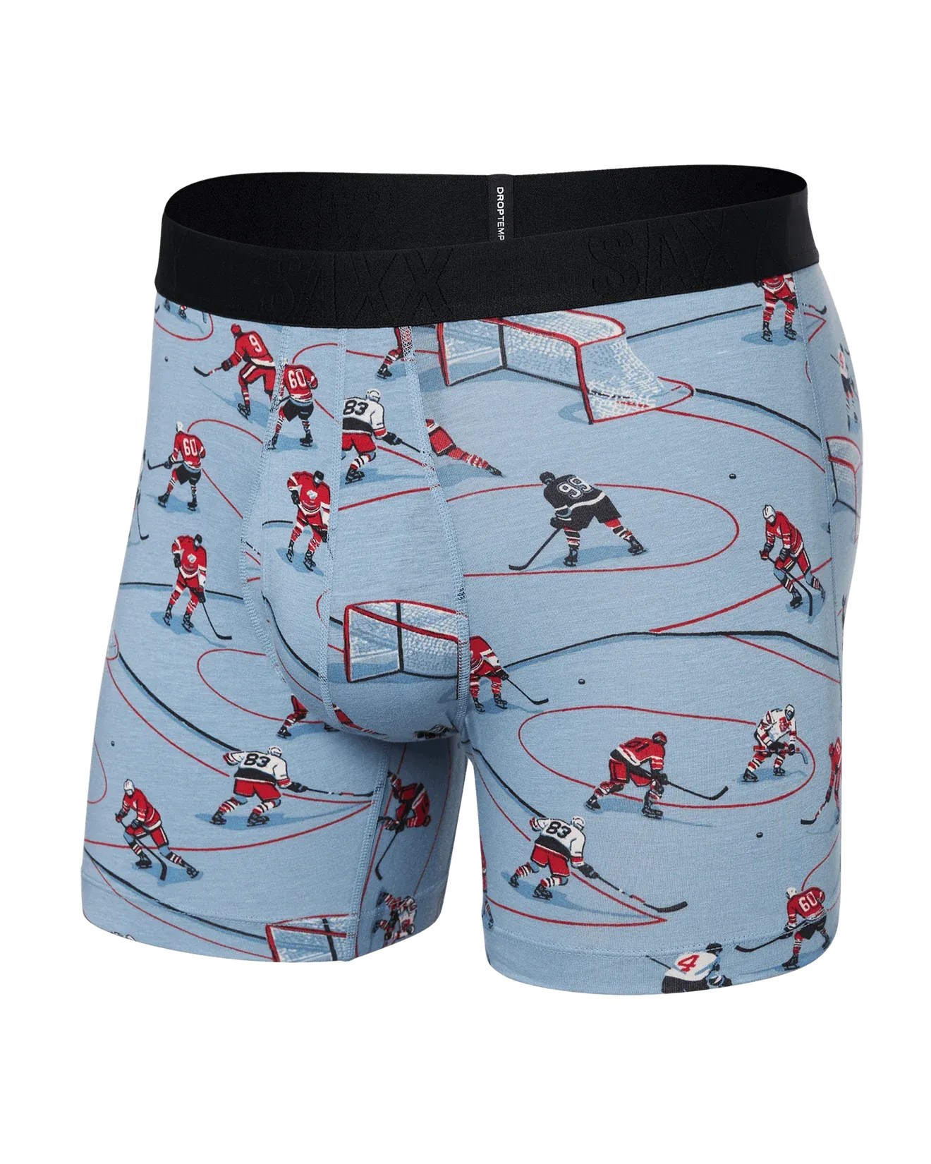 SAXX DROPTEMP Cooling Cotton Boxer Brief w/ Fly in Hockey Heroes Dusty Blue 