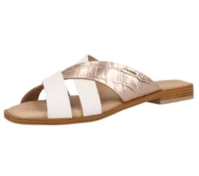 SCAPA Damen Echtleder-Slipper Pantolette Sommer-Schuhe Schlupf-Schuhe Made in Italy 1079754-12 Weiß/Rosa