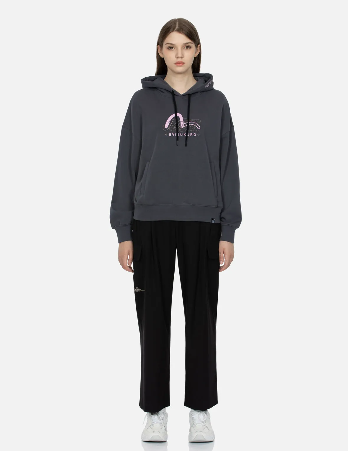 Seagull Print and Slogan Embroidery Oversized Hoodie