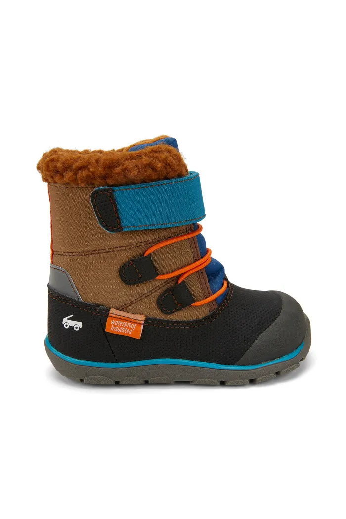 See Kai Run Boys Gilman Waterproof/Insulated Boot in Brown Blue Mix