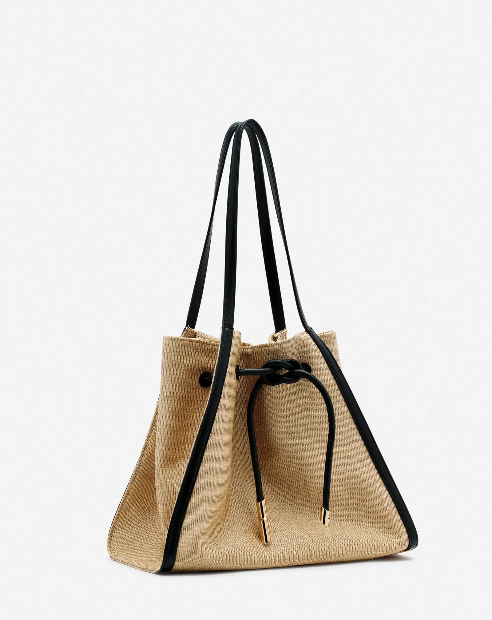 SEQUENCE BAG IN LEATHER AND RAFFIA