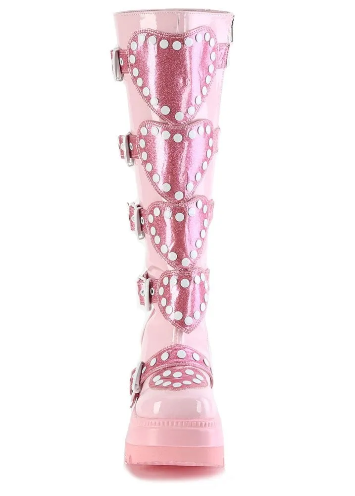 Shaker 210 Pink Heart Shield Platform Boot