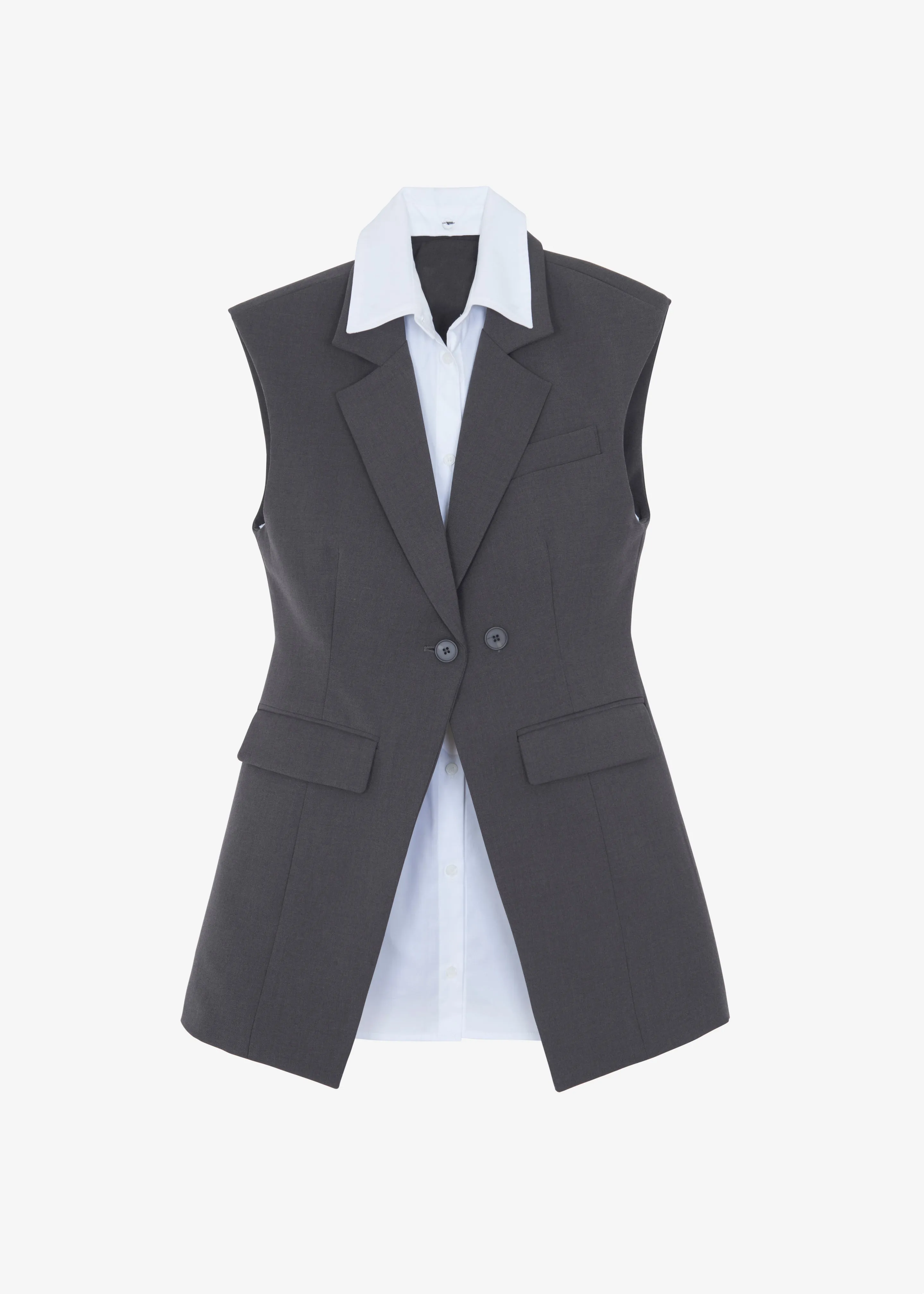 Shari Layered Vest - Charcoal
