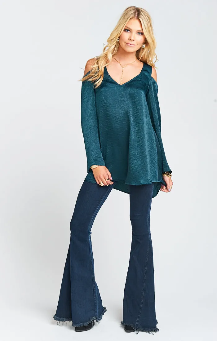 Shoulder Boo Tunic ~ Dark Forest Silky Satin