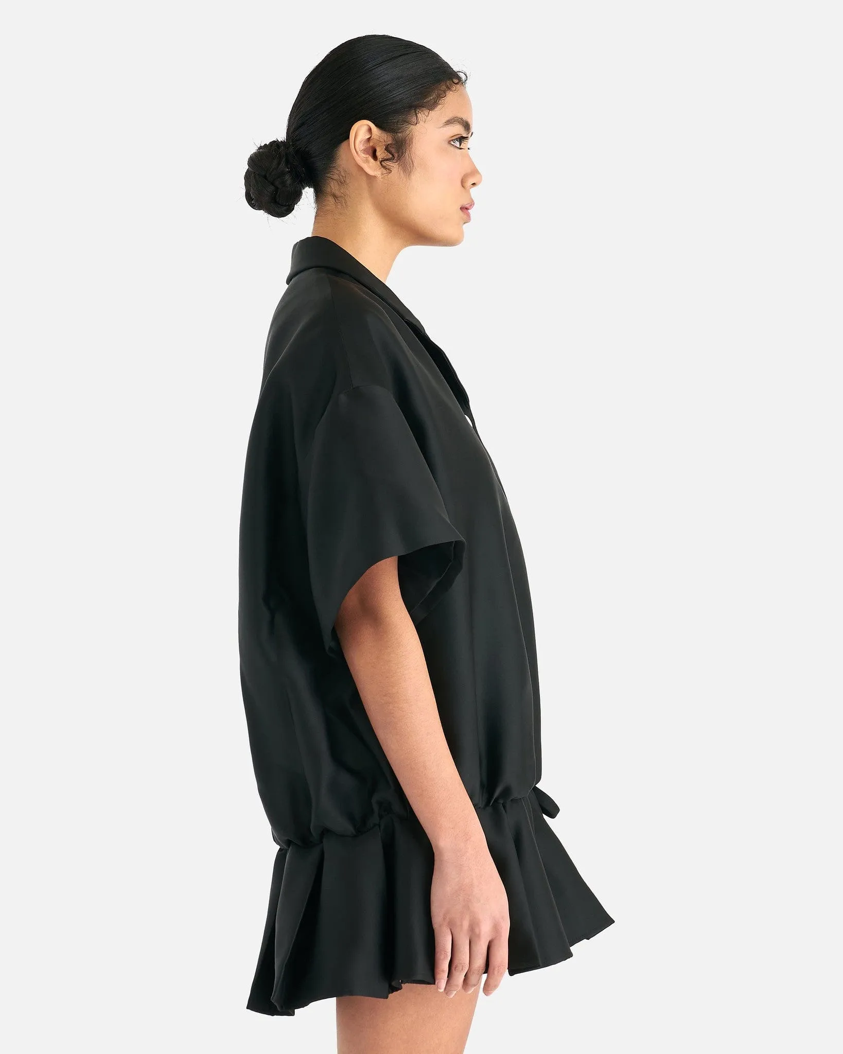 ShuShu/Tong Short Sleeved Hoodie Dress in Black