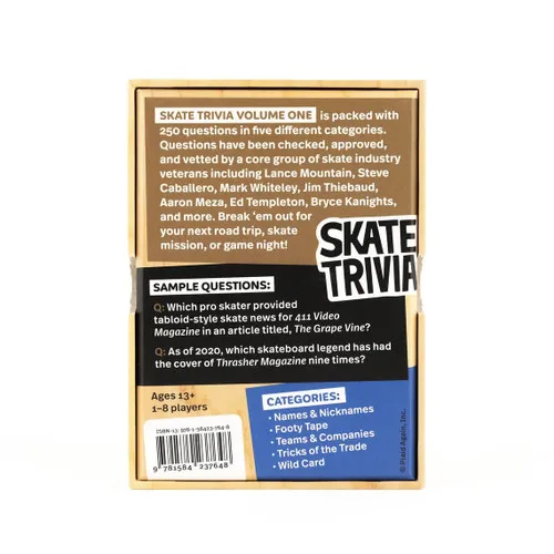 Skate Trivia Volume One Card Set Game - Fun Skateboard Game