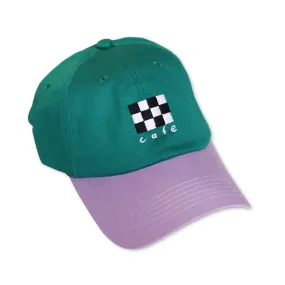 Skateboard Cafe Checkerboard Embroidered 6 Panel Cap - Dark Teal /