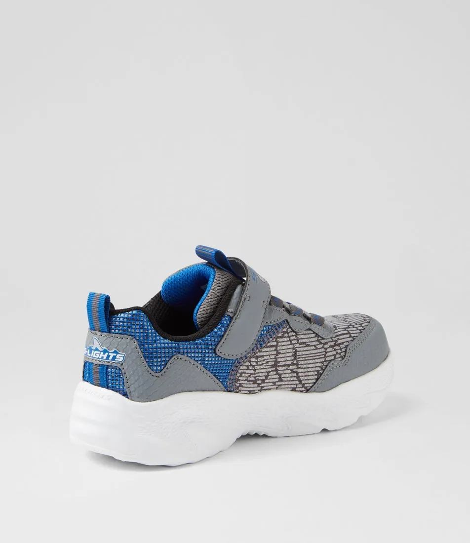 SKECHERS Creature Lights Jnr Charcoal Blue Sneakers