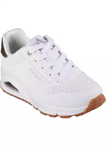 Skechers Girls White Uno Gen1 Shimmer Away Trainers