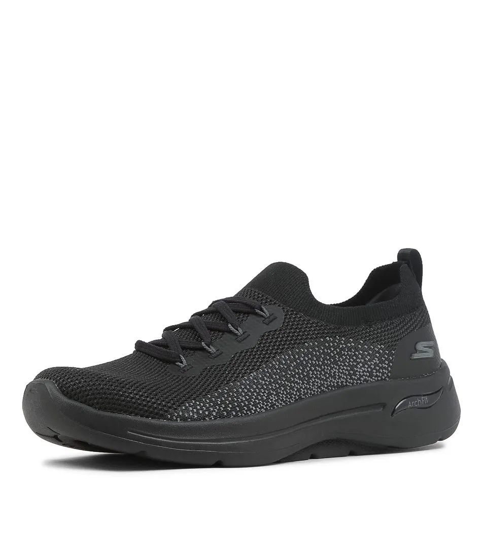 SKECHERS Go Walk Arch Fit Black Knit Sneakers