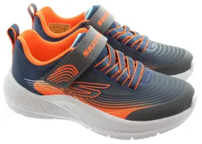 SKECHERS Kids 403926L Microspec Advance Trainers In Navy And Orange