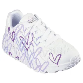 Skechers Kids' JGoldcrown: Uno Lite - Spread the Love Youth Trainers White / Purple - SS24