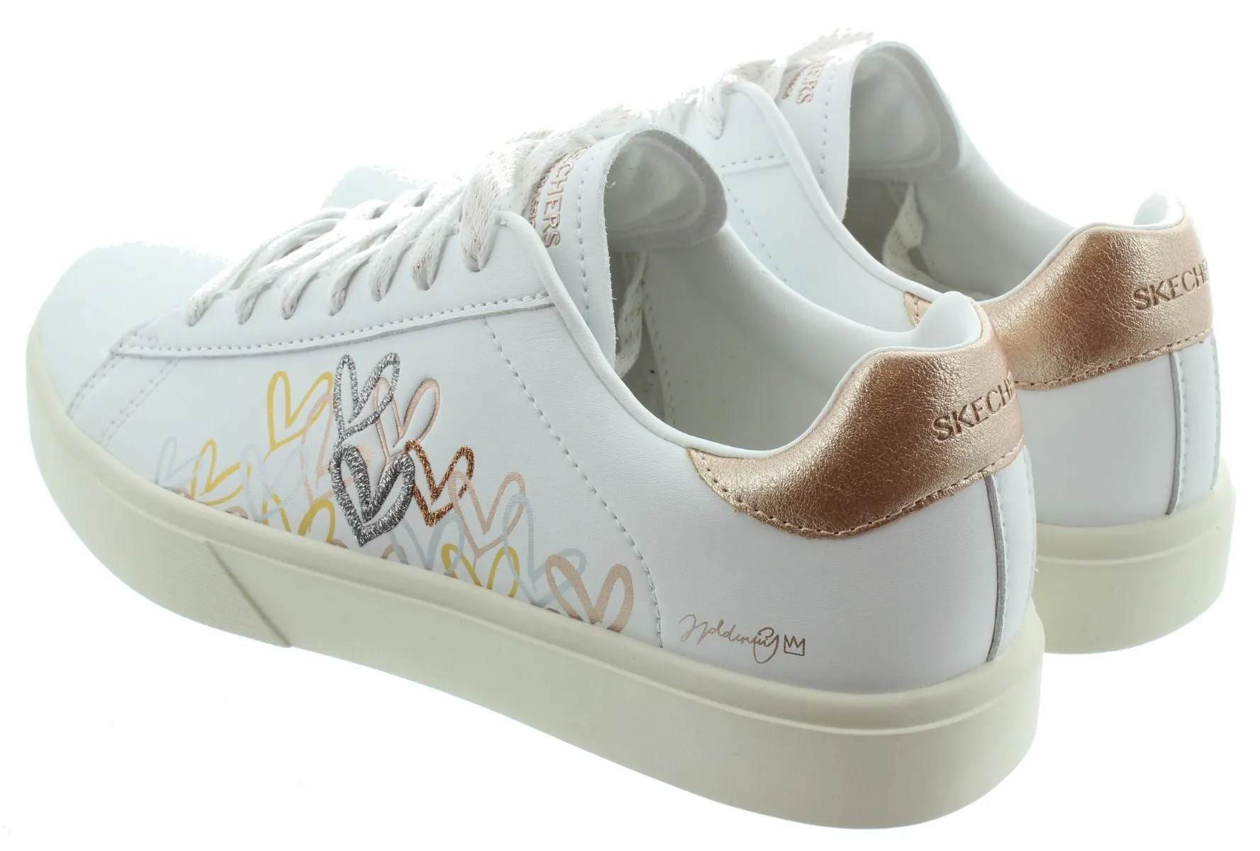SKECHERS Ladies 185129 JGoldcrown Trainers In White Multi