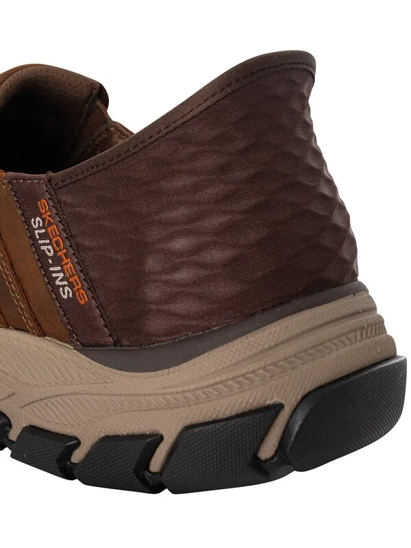 Skechers Slip Ins Relaxed Fit Respected Elgin Leather Trainers - Dark Brown