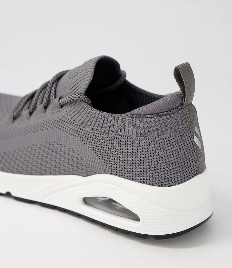 SKECHERS Uno Charcoal Black Knit Sneakers